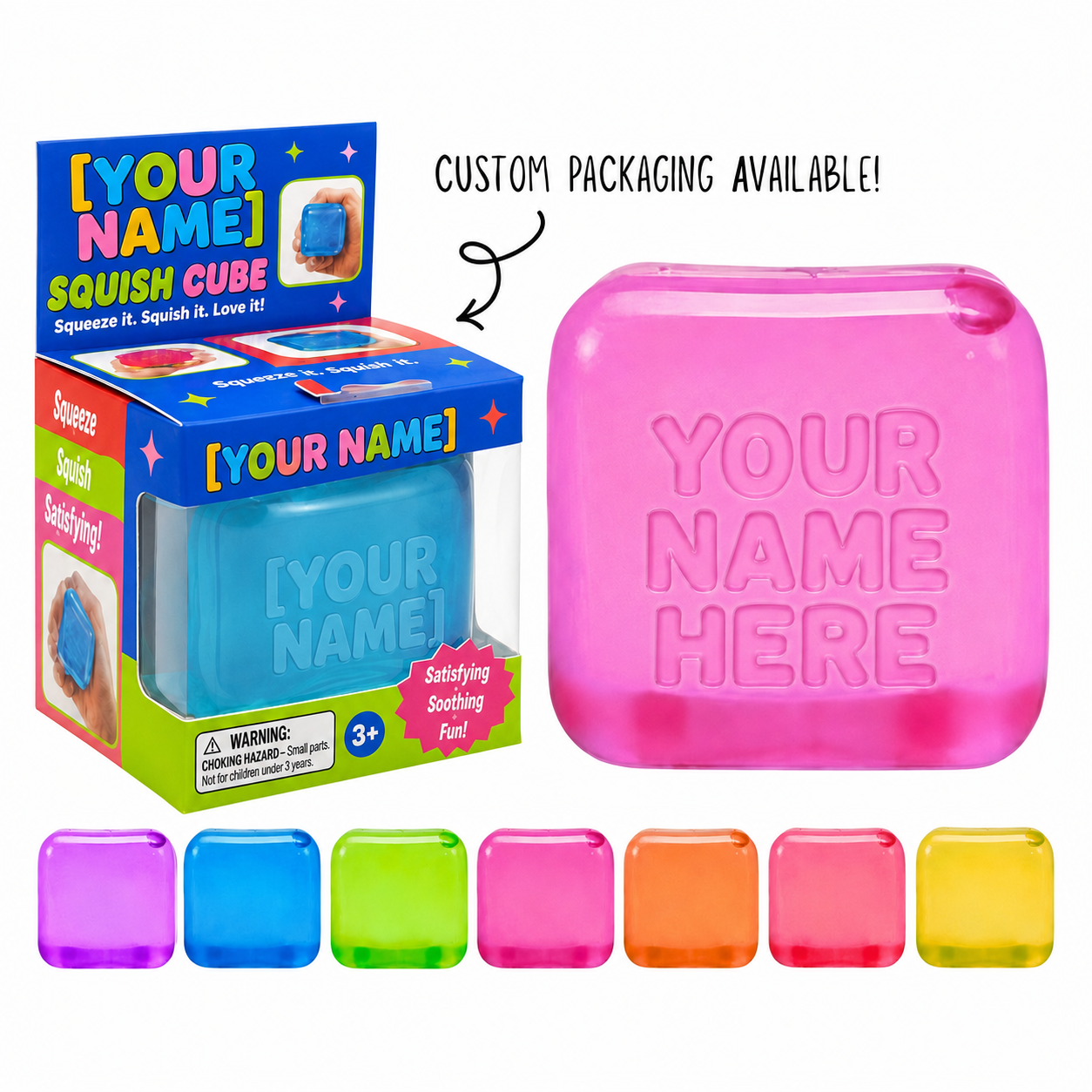 The Jelly Cube — personalized squishy stress toy